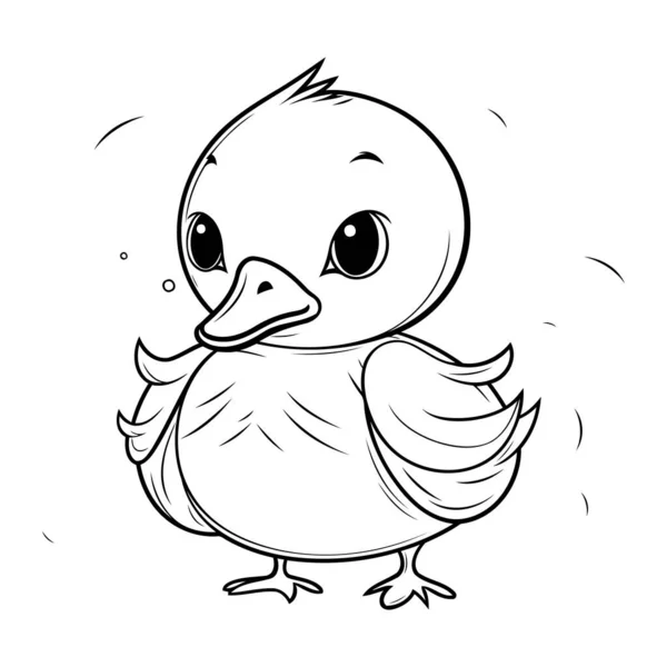 Niedliche Kleine Baby Ente Vektorillustration Malbuch Für Kinder — Stockvektor