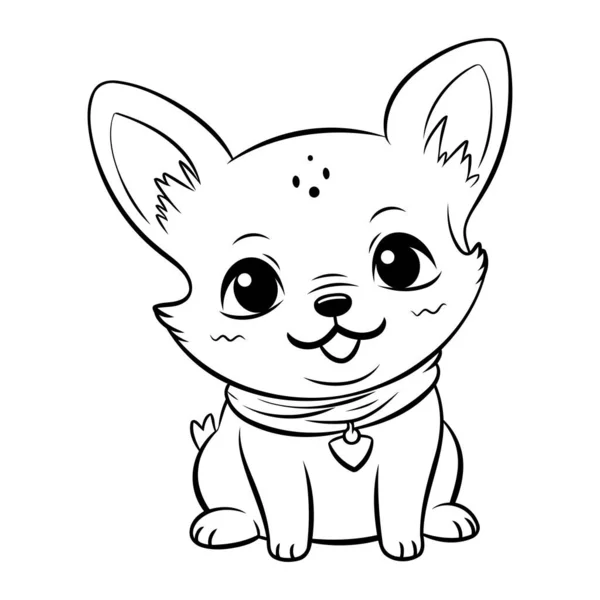 Ilustración Lindo Chihuahua Dibujos Animados Para Colorear Libro — Vector de stock