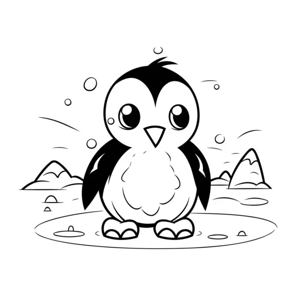 Lindo Dibujo Animado Pingüino Aislado Sobre Fondo Blanco Ilustración Vectorial — Vector de stock