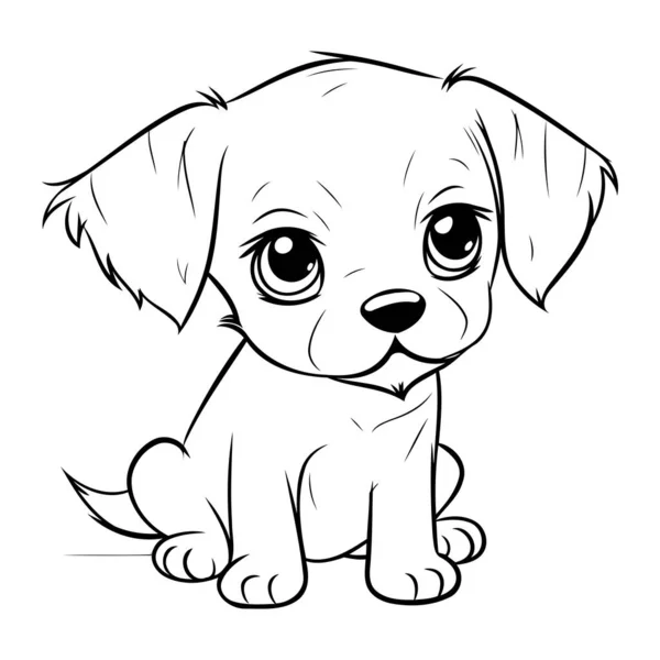 Lindo Cachorro Dibujos Animados Ilustración Vectorial Aislada Sobre Fondo Blanco — Vector de stock
