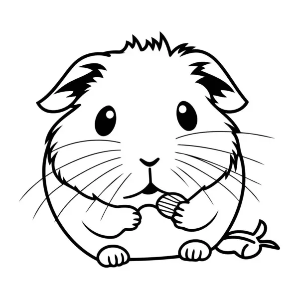 Cute Hamster Black White Vector Illustration Coloring Book — Stock Vector
