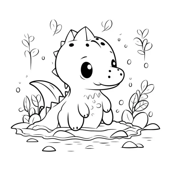Cute Dinosaur Vector Illustration Coloring Book Cartoon Character — Stock Vector