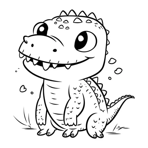 Coloring Book Children Funny Crocodile Vector Illustration — Stock Vector