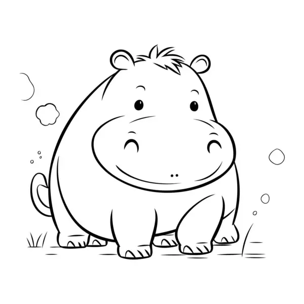 Libro Para Colorear Para Niños Hipopótamo Ilustración Vectorial — Archivo Imágenes Vectoriales