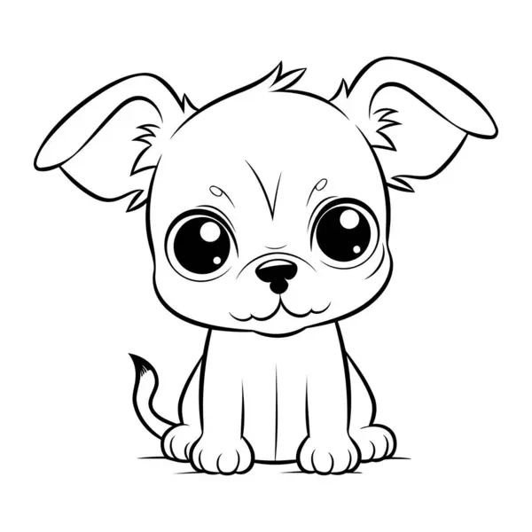 Desenhos Animados Bonitos Chihuahua Preto Branco Vector Ilustração — Vetor de Stock