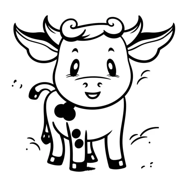儿童彩色书 可爱的卡通奶牛 矢量说明 — 图库矢量图片