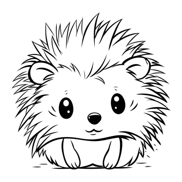 Hedgehog Cartoon White Background Vector Illustration Coloring Book — Stock Vector