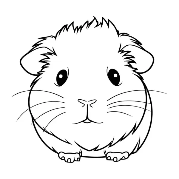 Hamster Schwarz Weiß Umriss Vektor Illustration Isoliert Auf Weißem Hintergrund — Stockvektor