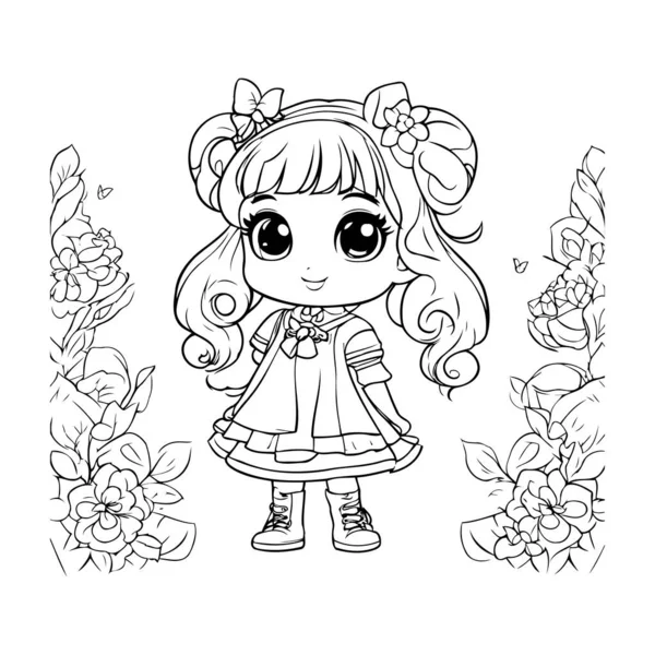 Cute Girls Coloring Pages for kids 17043489 Vector Art at Vecteezy