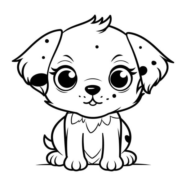 Ilustración Dibujos Animados Blanco Negro Lindo Personaje Animal Perro Para — Vector de stock