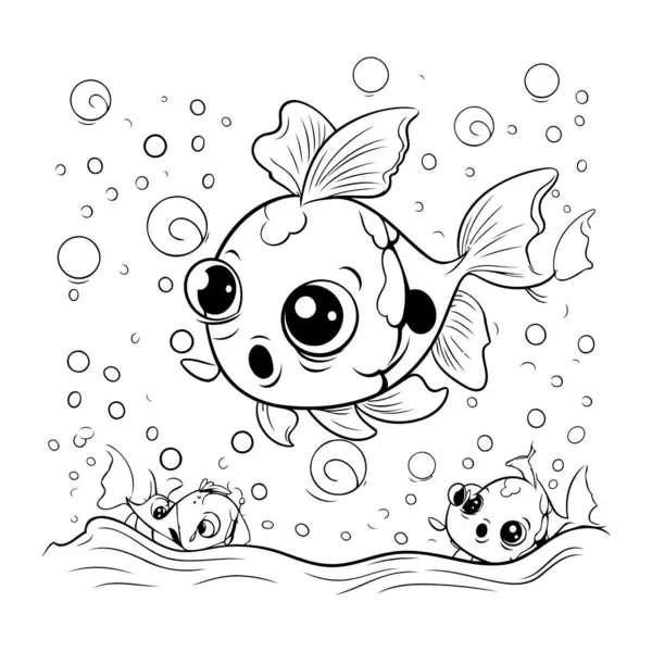 Coloring Page Outline Cute Fish Characters Vector Illustration Stock Vector  by ©ibrandify 681855932
