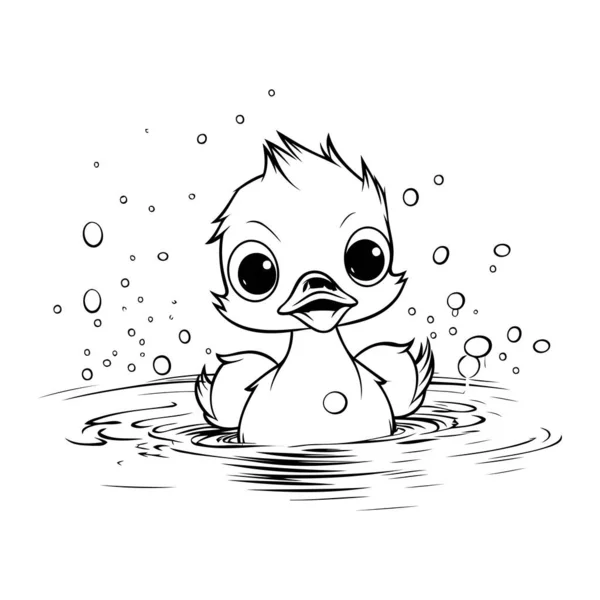 Schattig Baby Eendje Zwemmen Het Water Vectorillustratie — Stockvector