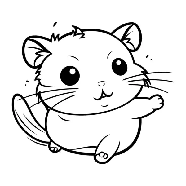 Tatlı Çizgi Film Hamsterı Bir Hamsterın Vektör Çizimi — Stok Vektör