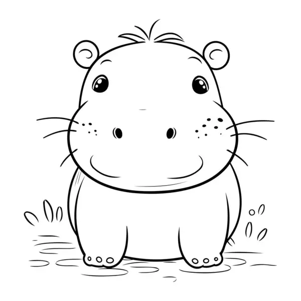 Hipopótamo Livro Para Colorir Para Crianças Ilustração Vetorial — Vetor de Stock
