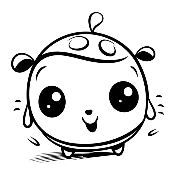 Desenhos Animados Preto Branco Bonito Bebê Bug Personagem Vetor Ilustração — Vetor de Stock