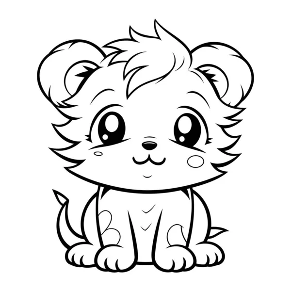 Niedliche Cartoon Lion Mascot Character Vector Illustration Für Malbuch Stockillustration