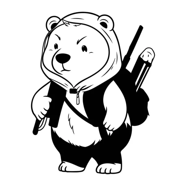 Vektor Illustration Eines Bären Mit Pistole Auf Weißem Hintergrund Stockillustration