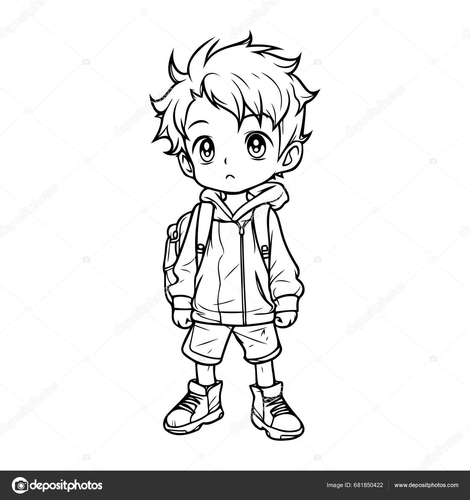 Lindo Niño Con Mochila Boceto Para Diseño Ilustración Vectorial