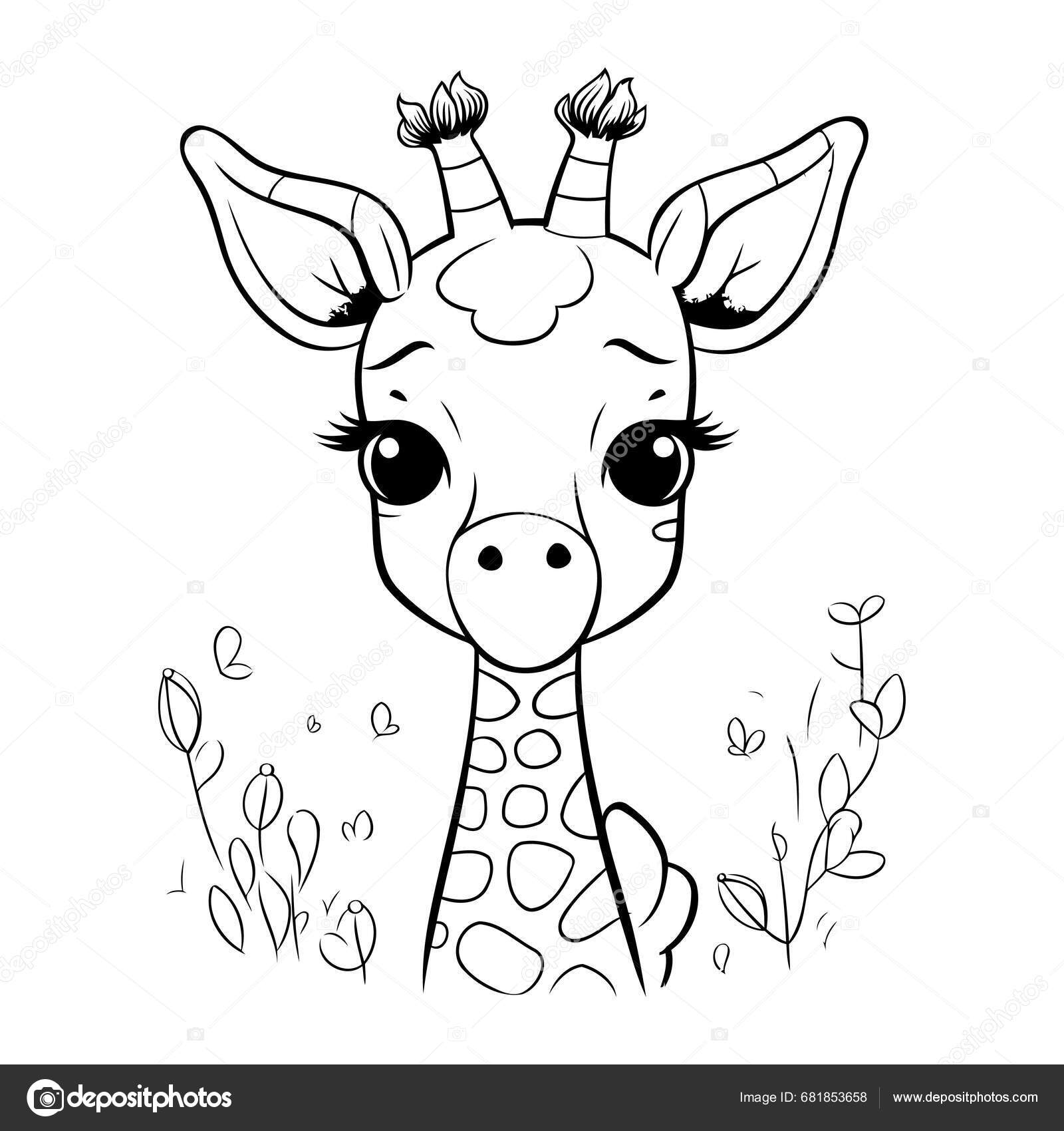 Cute Giraffe Vector Illustration Coloring Book Children Stock Vector by ...