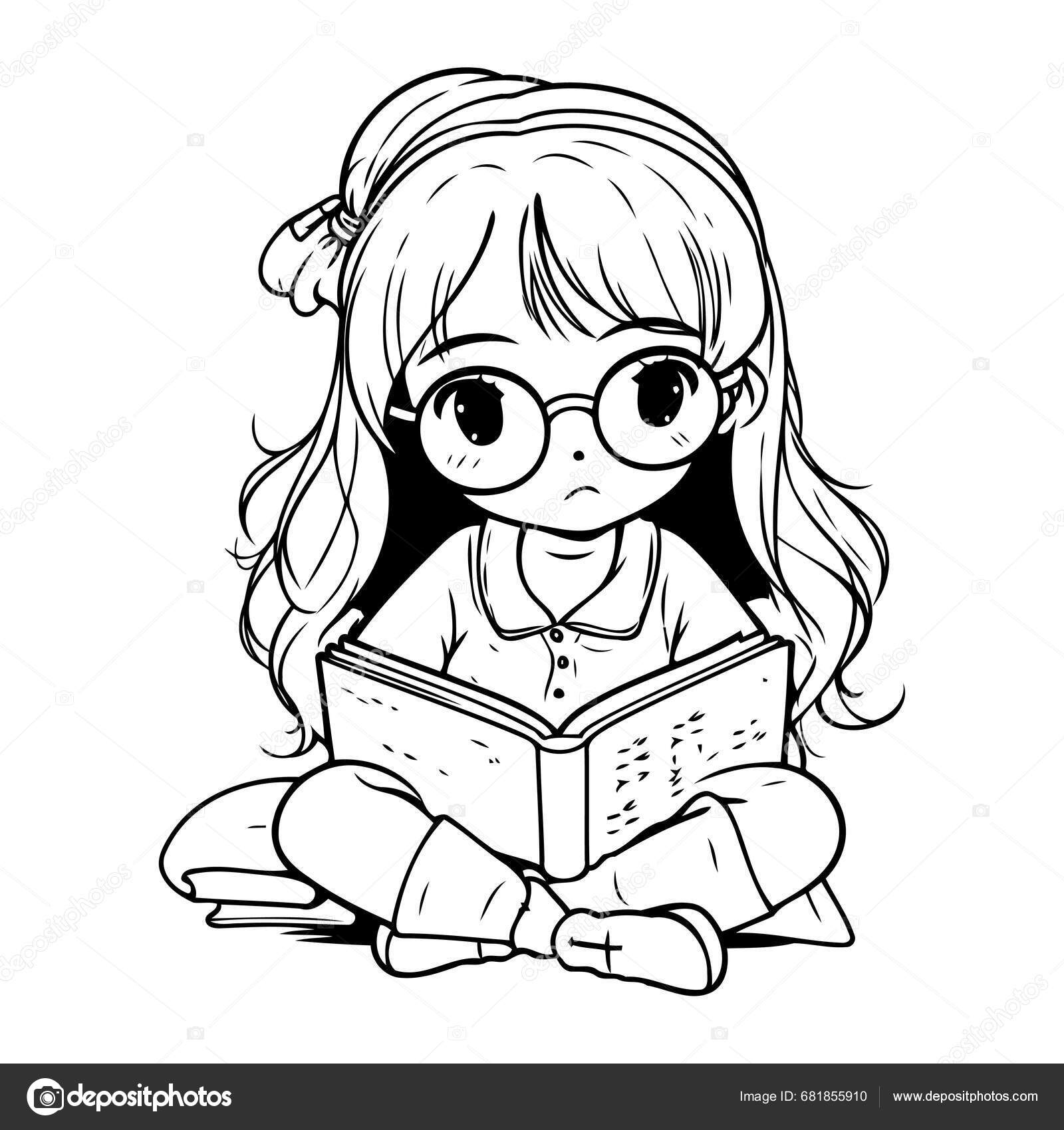 Reading Girl - Girl Reading Book Drawing  Book drawing, Girl reading book,  Character design