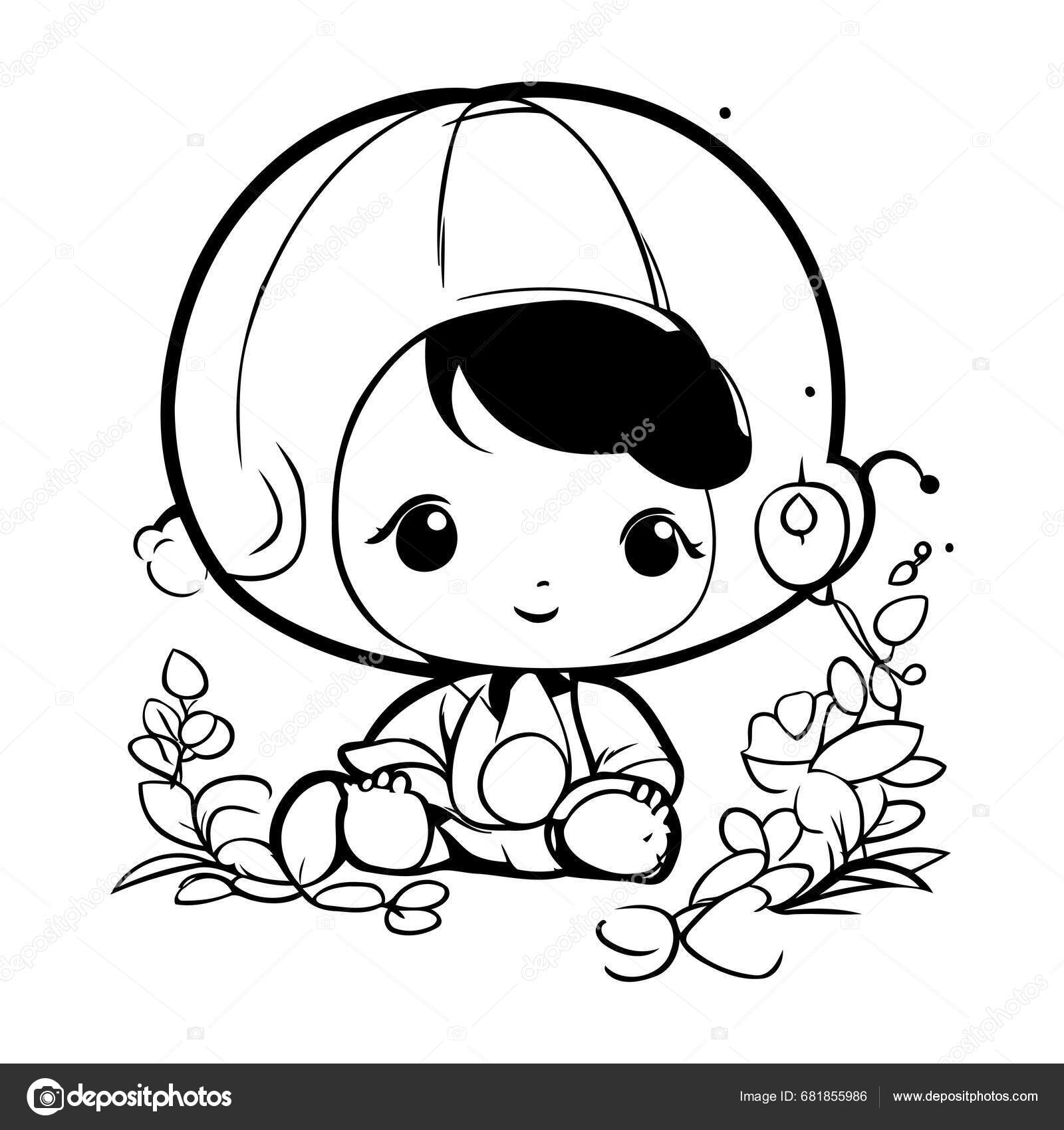 Baby girl set coloring page Royalty Free Vector Image