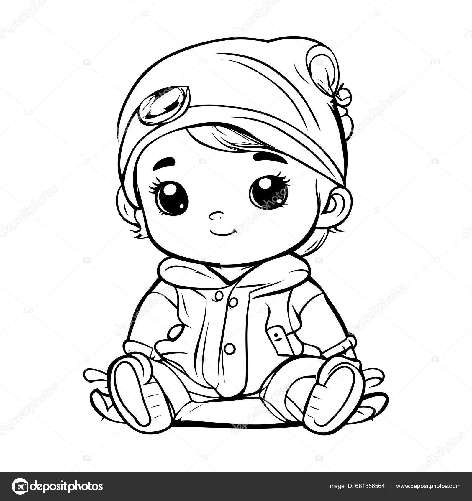 baby colouring book for toddlers and kids, boys and girls. Adorable  illustrations of babies to color