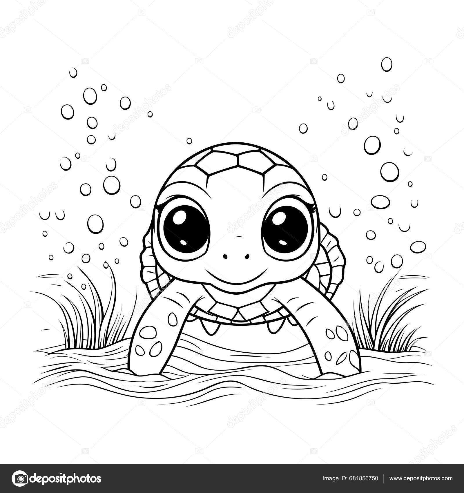Cute Cartoon Turtle Water Coloring Book Children Stock Vector by ©ibrandify  681856750