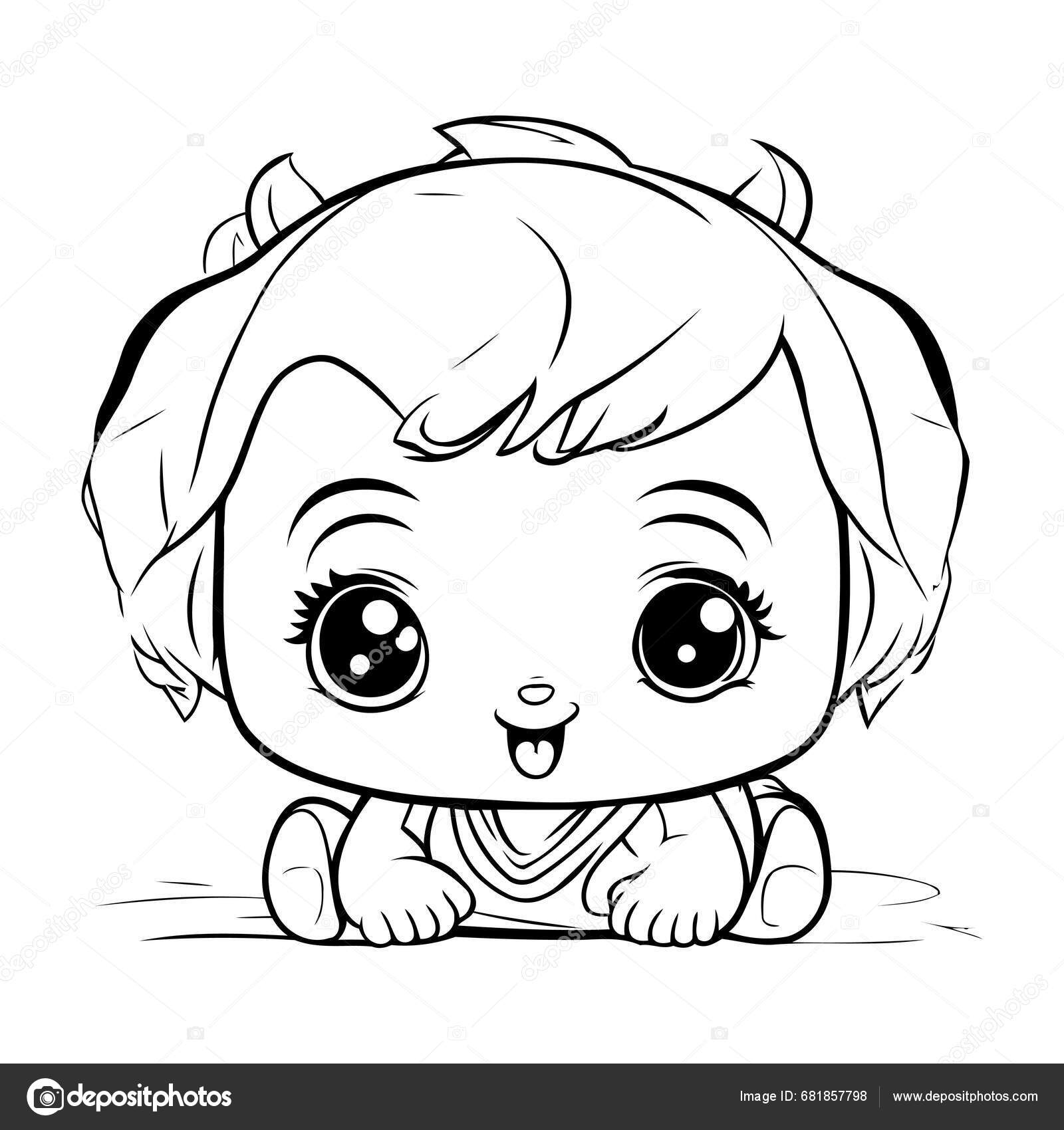 Cute Little Baby Girl Cartoon Vector Illustration White Background