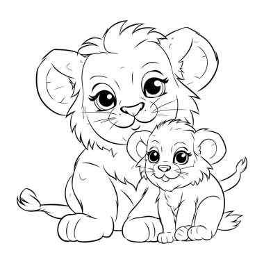 Çizgi film bebek aslan ve aslan yavrusunun ana hatları.
