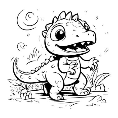 Renklendirme Kitabı veya Sayfa için Şirin Dinozor çizgi filminin vektör çizimi