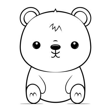 Beyaz arka planda izole edilmiş şirin çizgi film ayısı. Boyama kitabı için Vektör illüstrasyonu.