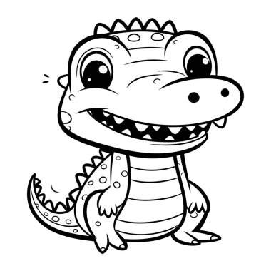 Çizgi film timsahı. Boyama kitabı veya sayfa için vektör illüstrasyonu.