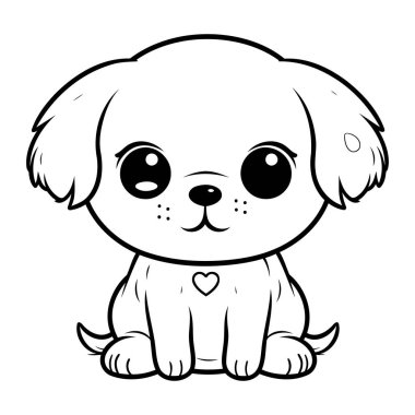 Şirin Chihuahua Çizgi Filmi Siyah ve Beyaz Çizim