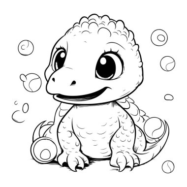 Beyaz arka planda sevimli bir timsah yavrusu. Vektör illüstrasyonu.