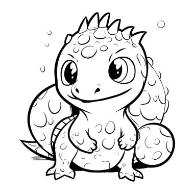 Şirin Dinozor Hayvan Karakterleri Kitabının Siyah ve Beyaz Çizgi Filmleri