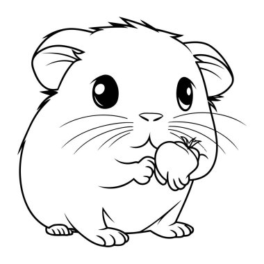 Boyama kitabı veya sayfa için hamster siyah ve beyaz vektör çizimi.