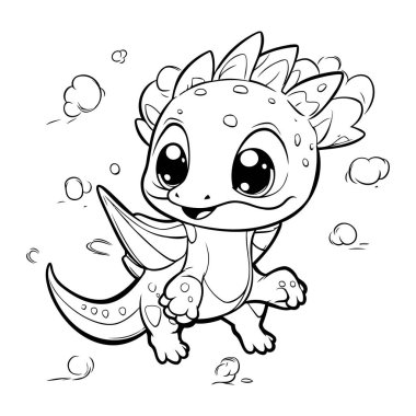 Şirin dinozor çizgi filmi. Çocuklar için boyama kitabı için Vektör illüstrasyonu.