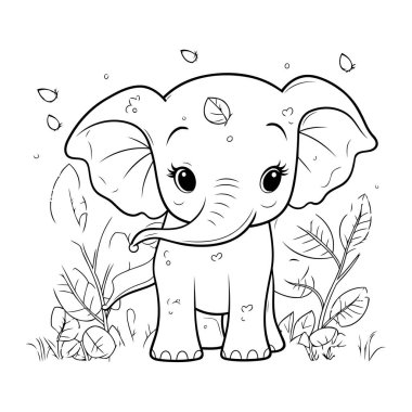 Sevimli Fil Vektör Resimlerinin Renkli Sayfa Özeti