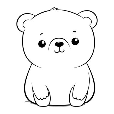 Beyaz Arkaplanda Sevimli Kutup Ayısı Çizimi