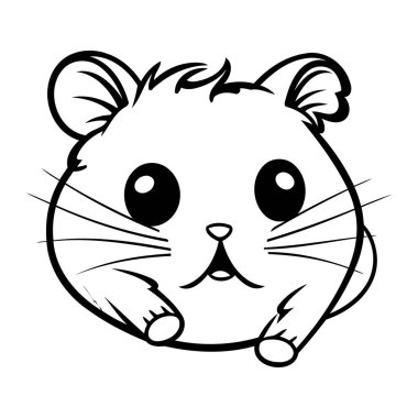 Hamster çizgi filmi. Boyama kitabı için siyah ve beyaz vektör çizimi.