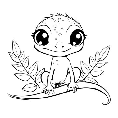 Sevimli küçük kertenkele. Beyaz arkaplanda izole edilmiş vektör illüstrasyonu.