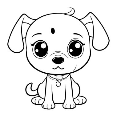 Kocaman gözleri olan sevimli çizgi film köpeği. Boyama kitabı için Vektör illüstrasyonu.