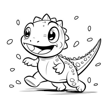 Beyaz arka planda çalışan sevimli bir dinozor. Çizgi film tarzında vektör illüstrasyonu.