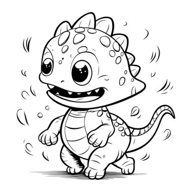 Renklendirme Kitabı için Şirin Dinozor Hayvan Karakteri Çizgi Filmi