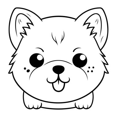 şirin köpek suratlı karikatür vektör illüstrasyon grafik tasarımı siyah beyaz