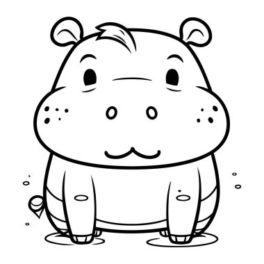Hippo Çizgi Film Karakter Vektörü Resimlerinin Renklendirme Sayfası