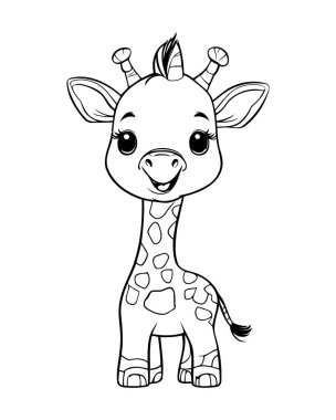 Çocuklar için boyama kitabı. Zürafa. Renk sayfası.