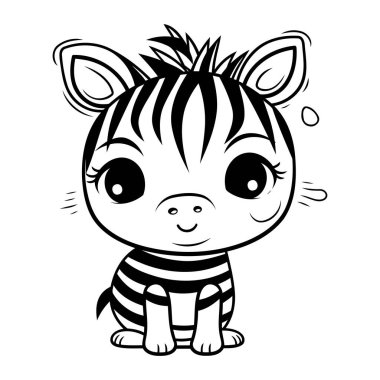 Beyaz arka planda şirin bir karikatür zebra. Vektör illüstrasyonu.
