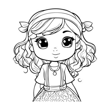 Bavyera Kostümlü Şirin Küçük Kızın Renkli Sayfası