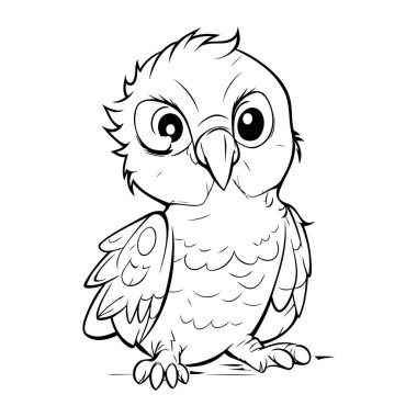 Çocuklar için boyama kitabı. Baykuş. Siyah ve beyaz vektör çizimi.